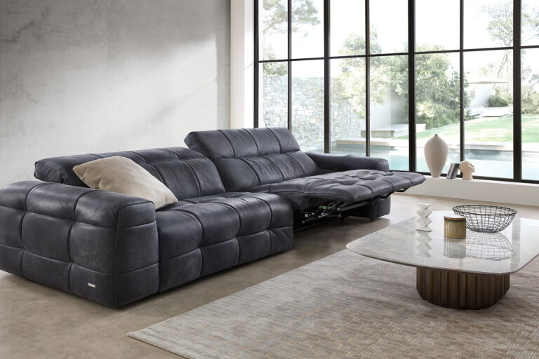 CAMPO DE´FIORI Designer Sofa Maxime mit Kopfteilverstellung in Leder - Funktionale Polstermöbel