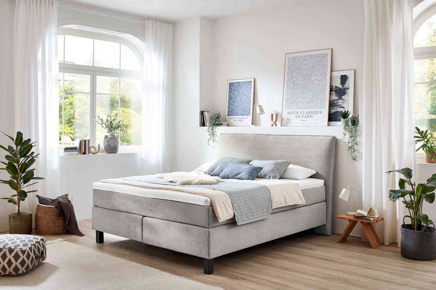 Cord Boxspringbett Home 4000 inkl. Wendematratze