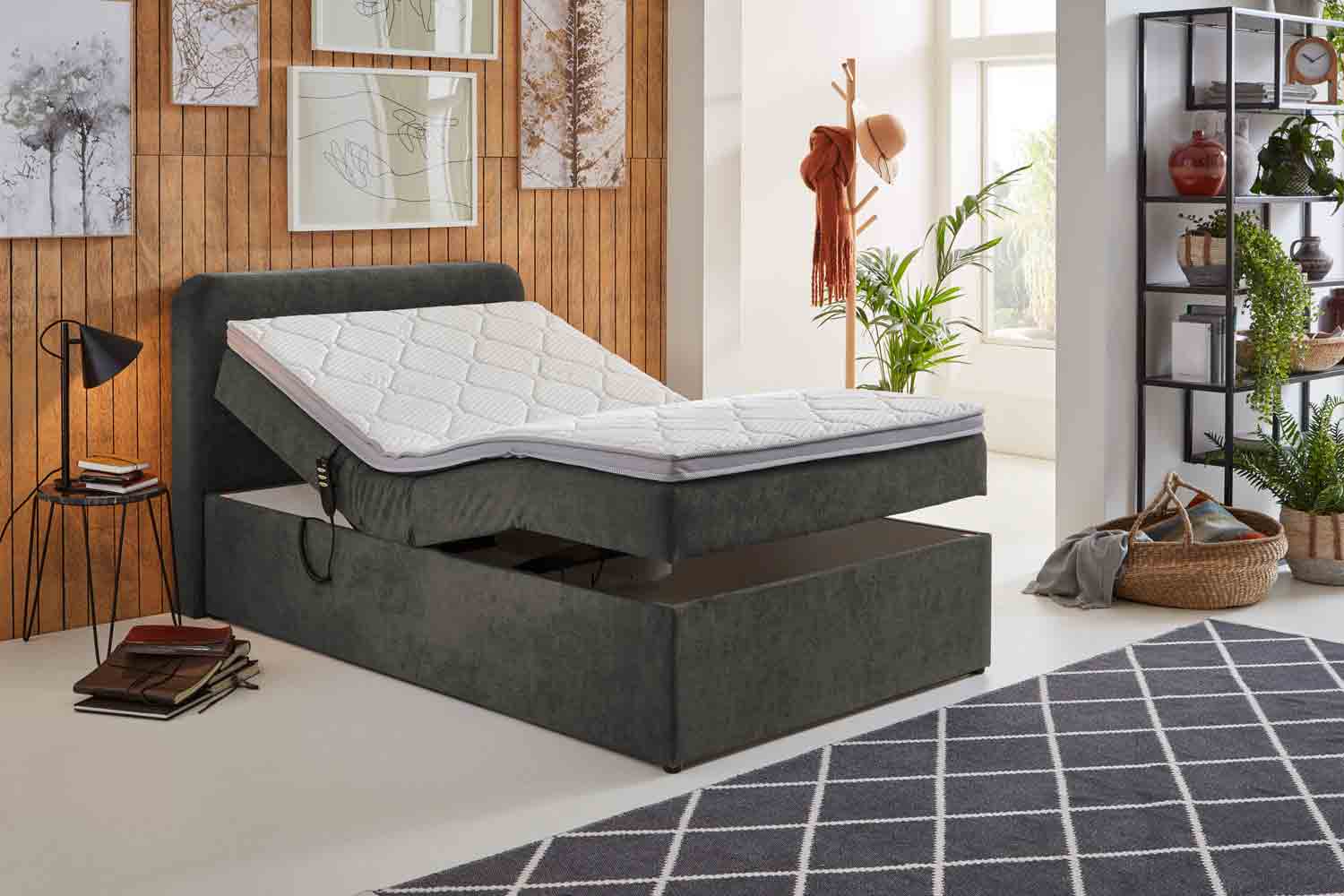 Boxbett Elora mit 2-motorischer Verstellung und Bettkasten