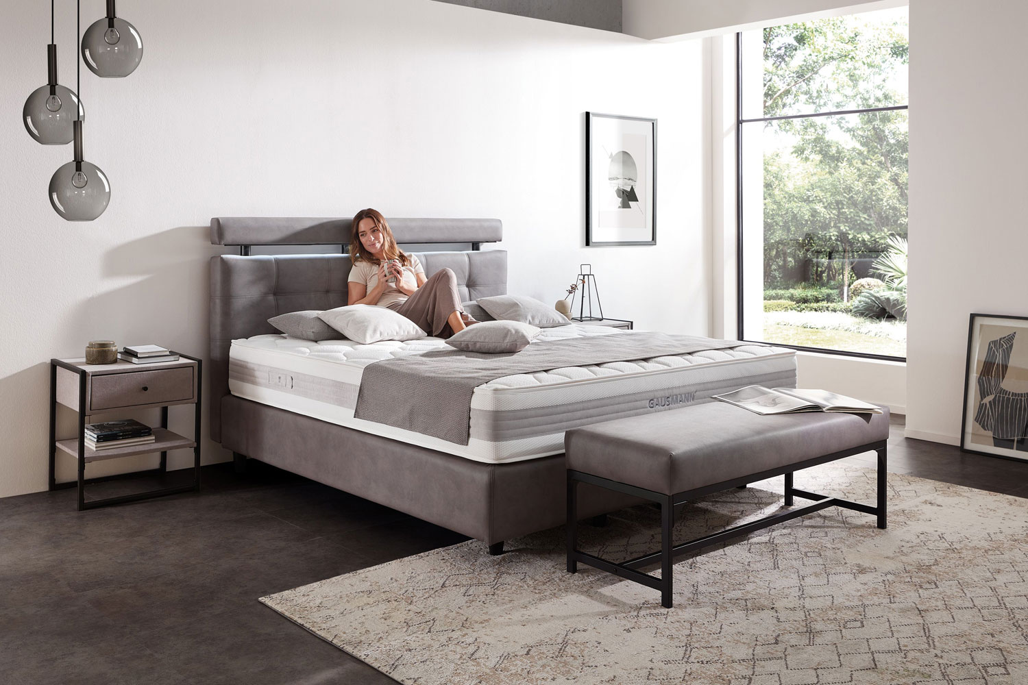 Boxspringbett Zensoo Bright 180x200cm mit Wendematratze 